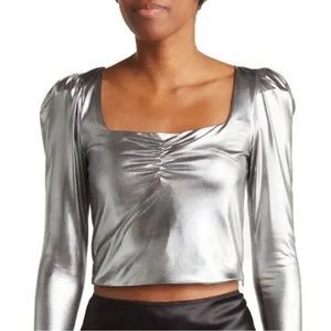 Torn by Ronny Kobo Metallic Selina Crop Top Size M